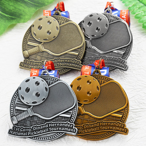 Médailles de pickleball en émail frappé à chaud, 4 couleurs, en alliage de zinc, logo de raquette en relief 3D, médaille sportive personnalisée en métal pour les compétitions - Product Image 5