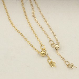 Cadena de Eslabones de Latón de 45 cm de Largo, 1/20, Chapada en Oro Puro de 14K, 1.1 mm de Ancho, con Cuentas Deslizantes de Silicona Ajustables de 3 mm y Broche de 2.9 mm - Product Image 6