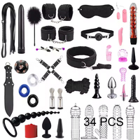 Kit de bondage BDSM 47 pièces : menottes, pinces à tétons, fouet, plug anal, vibrateur, jouets sexuels SM pour femmes et hommes