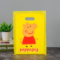 Sacs en plastique réutilisables durables jaunes à imprimé mixte de dessins animés d'animaux et d'alphabet pour la promotion de la marque