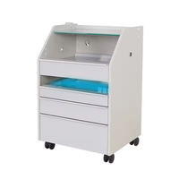 Chariot de pédicure professionnel à 4 niveaux avec lampe germicide UV intégrée et loupe empilable pour salon de beauté et de manucure