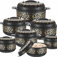 1L/2L/3L/5L/7.5L/10L Set Peralatan Masak Baja Anti Karat Hitam Terisolasi, Wadah Penghangat Makanan dengan Tutup, Casserole Panas 1pc Ramah Lingkungan