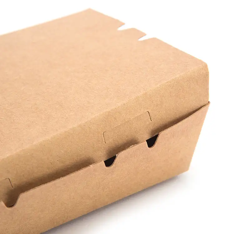 Boîtes de recyclage de cadeaux de restauration rapide à emporter en papier Kraft brun biodégradable jetable