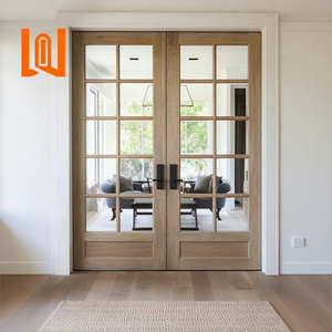 Venta al por mayor Casas de complejo residencial Interior Puertas francesas Directo de fábrica Puertas abatibles de aluminio Puertas de madera de aluminio - Product Image 1