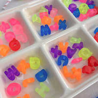 Perles Alphabet en Acrylique Transparent Fluorescent à Grand Trou pour DIY, Bracelets Kpop, Porte-clés et Création de Bijoux