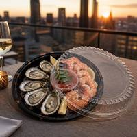 Boîte à sushi en plastique écologique personnalisée, fabriquée directement en usine, plateau rond avec couvercle en dôme, PP de qualité alimentaire, pour servir des sushis, des sashimis, des plats de fête