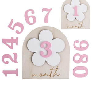 Tarjetas de madera para marcar los <span class=keywords><strong>meses</strong></span> del bebé de 1 a <span class=keywords><strong>12</strong></span> <span class=keywords><strong>meses</strong></span>, accesorios para fotos de recién nacidos, tarjetas de anuncio de nacimiento para baby shower, registro de crecimiento - Product Image 1