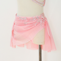 Robe de danse lyrique rose pour filles, col halter, costume de ballet contemporain pour enfants, patinage artistique, robe de scène ornée de cristaux