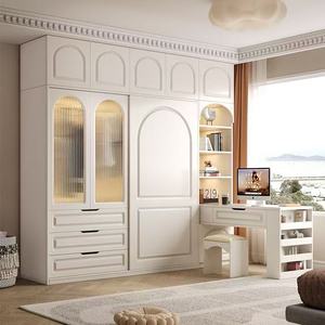 Meubles de maison, armoire moderne, blanche, simple, <span class=keywords><strong>en</strong></span> bois massif, armoire avec vitrine, placard, table de maquillage intégrée - Product Image 5