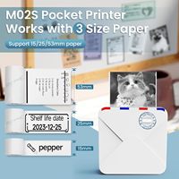 Phomemo M02S Printer saku Mini nirkabel termal, Printer foto nirkabel 300dpi antarmuka USB motif kertas