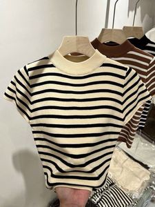 Pull en tricot Maxfree à manches régulières, coupe ajustée, t-shirt pour femme, vêtements vintage pour le début du printemps, manches courtes - Product Image 4