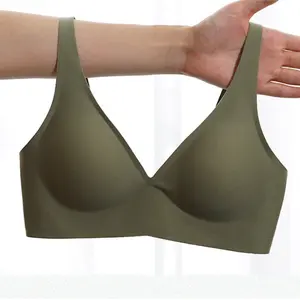 Delle donne di Filo di Trasporto Reggiseni Biancheria Intima Nudo Nero Verde Rosa Intimates 100% Naturale Di Seta Di Un Pezzo Senza Soluzione di Continuità Reggiseno di usura di Tutti I Giorni #0081