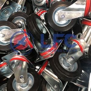 Longfeng <span class=keywords><strong>3</strong></span> 4 5 6 8 Zoll verzinkt schwarz Voll gummi Rad rolle Rolle starr drehbar Verriegelung Brems wagen Wagen Müll rollen - Product Image 4