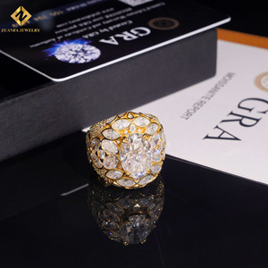 New Design Fashion GRA S925 Oval+Marquise Shape Moissanite 18K Gold Plated Pave Setting Luxury Unisex Hip Hop Jewelry <b>Man</b> <b>Ring</b> - Product Image 3