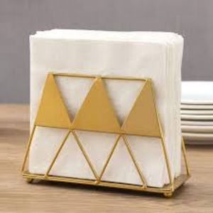 Porta Servilletas Clásico Geométrico de Metal Dorado - Organizador de Mesa Multiusos de Lujo, Duradero y de Estilo Artístico - Product Image 3