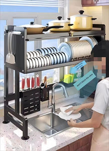 Escurridor de Platos de Alta Eficiencia de 65-105 cm, Escurridor de Platos Sobre el Fregadero, Estante de Secado para Encimera de Cocina, Organizador Multifuncional, Estante de Almacenamiento - Product Image 3