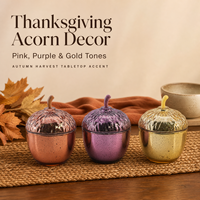Pot à bougie en verre en forme de gland, électroplaqué au mercure, boîte de rangement pour noix, décor de table de fête d'automne moucheté, centre de table