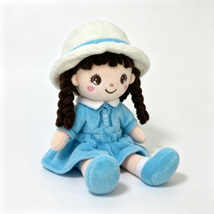 Poupée en peluche personnalisée en position assise, poupée en peluche douce et moelleuse avec robe, poupée en peluche fille de haute qualité et câline. - Product Image 1