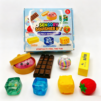 Kit de 8 jouets sensoriels anti-stress en boîte, en maltose, en forme de cubes de fraise, chocolat et beurre, lot en vrac