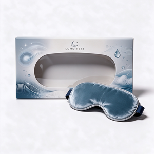Boîtes en papier personnalisées en gros avec fenêtre transparente pour l'emballage de masques de sommeil occultants - Product Image 1