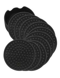 Ensemble de 6 sous-verres en <span class=keywords><strong>silicone</strong></span> de style classique avec support, grand plateau profond de 4,3 pouces pour attraper les déversements de boissons froides, convient à tous les gobelets - Product Image 4