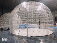 Tente igloo gonflable transparente, m, dôme transparent, avec lumières LED, pour fête de jardin, location de mariage