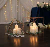 Centre de table moderne en métal doré géométrique, cube en fer détachable, cadre creux élégant pour mariage, fête en extérieur, décoration de table