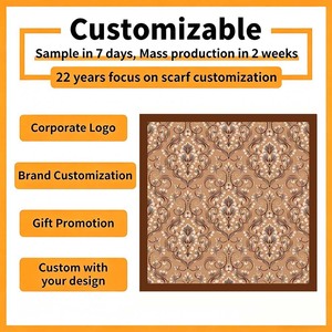 70x70cm Vintage Damask Ornate Floral Print Polyester Satin <b>Square</b> <b>Scarf</b> Luxury Baroque Neck <b>Scarves</b> for Women - Product Image 5