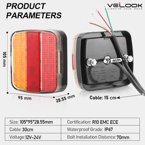 <span class=keywords><strong>Feu</strong></span> arrière de remorque LED étanche IP67, 5 fonctions, certifié ECE, ajustement universel 12V-24V - Product Image 4