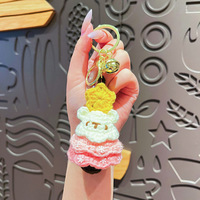 Porte-clés créatif en peluche et crochet en forme d'ours en peluche pour sapin de Noël, pendentif de sac mignon de dessin animé pour couples, petit cadeau