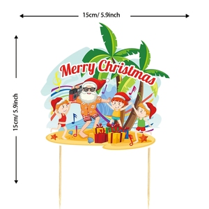 Ensemble de décorations de gâteaux de Noël avec Père Noël en vacances et palmiers pour des desserts d'été uniques et festifs - Product Image 2
