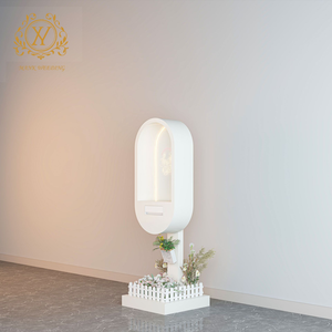 Cabine téléphonique vintage blanche moderne avec livre d'or audio et éclairage LED pour décoration extérieure et intérieure de mariage et de fête - Product Image 3