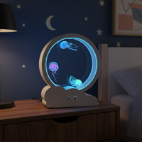 Lámpara Nocturna de Acuario con Medusas, Mini, para Dormitorio y Regalo, Moderna, Regalo de Cumpleaños, Lámpara de Mesa, Decoración para Habitación Infantil, Decoración para Dormitorio