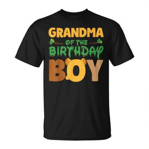 Maglietta con stampa 'Grandma Of The Birthday Boy Lion' per decorazioni per feste in famiglia - Product Image 2