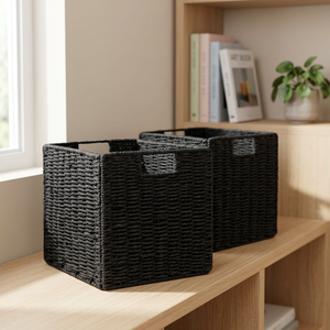 Natural Rectangle Paper Modern Eco-Friendly Multifunction Nesting Storage <b>Baskets</b> with <b>Square</b> Shape and Handle - Product Image 2