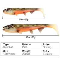 Bombshad Büyük Yumuşak Swimbait Spinpoler Kare Kanatlı Shad Yemi, Kupa Balığı, Levrek, Yayın Balığı, Yırtıcı Balık Avı için Güçlü Olta Malzemesi