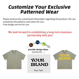 เสื้อยืดวินเทจผู้ชายสั่งทำพิเศษ ผ้าฝ้ายเนื้อหนัก 100% ลายบาติก คอวี ทรงหลวม เทคนิคการซักแบบวอช น้ำหนักผ้า 250 กรัม - Product Image 4