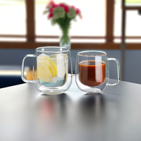 Incassable haute température résistant à la chaleur double couche mur verre jus lait tasse thé bière tasse à café avec poignée