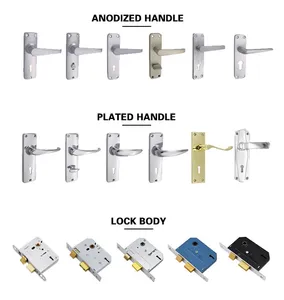 Juego de cerraduras con llave maestra Storm Mortise Entry Handlesets Perilla blanca plateada Puerta Palanca de aleación de zinc Cerradura de puerta Juego de cerradura de manija