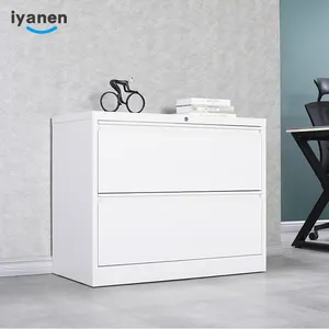 IYANEN-Archivador A4 FC para oficina, 2 cajones de acero, cartón lateral, archivador de dibujo de metal, color blanco