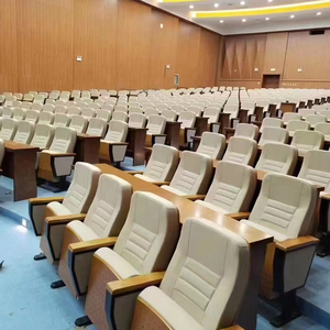 Chaise d'auditorium moderne en tissu confortable avec pieds en métal et tablette d'écriture pliable pour théâtre commercial - Product Image 1