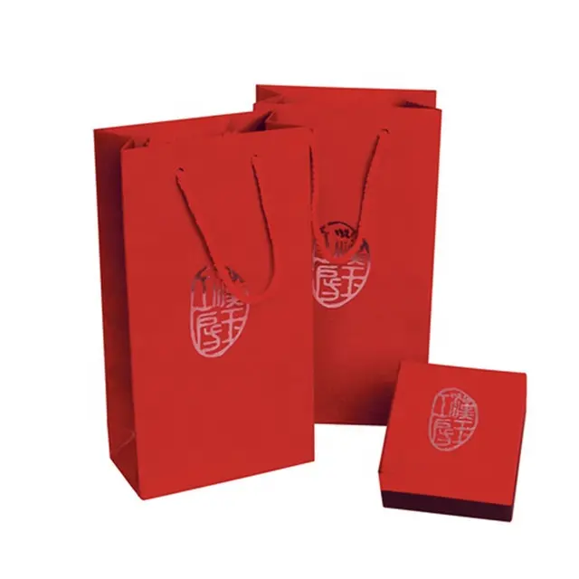 Custom printed red wedding gift bags christmas red drawstring gift bags Durable Red wine gift bags