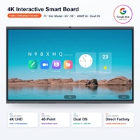 Tableau blanc interactif 4K 65-98 pouces, 40 points tactiles, tableau intelligent électronique pour les bureaux, les conférences et l'enseignement scolaire, vente en gros d'usine