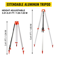 Niveau laser rotatif automatique de construction de précision à ligne rouge, auto-nivelant, faisceau rouge 500m, trépied et mire en alliage d'aluminium en option