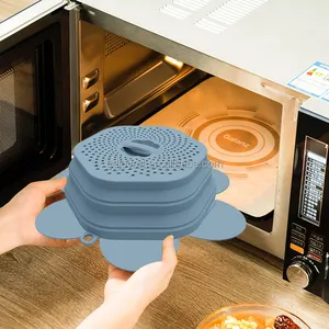 Outil de cuisine multifonction conçu par brevet panier de vidange pliable coussin d'isolation thermique protection contre les éclaboussures pour four à micro-ondes