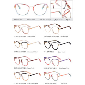 2024 nueva moda señoras ojo de <span class=keywords><strong>gato</strong></span> miopía <span class=keywords><strong>gafas</strong></span> Anti luz azul bloqueo ordenador menos <span class=keywords><strong>gafas</strong></span> mujeres coloridas <span class=keywords><strong>gafas</strong></span> de montura grande - Product Image 3