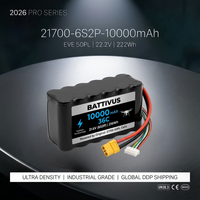 Batterie de drone RC FPV UAV intelligente Battivus au prix d'usine, rechargeable, lithium-ion, haute décharge 25C, 10000mAh, 21.6V, 6S2P, 10Ah