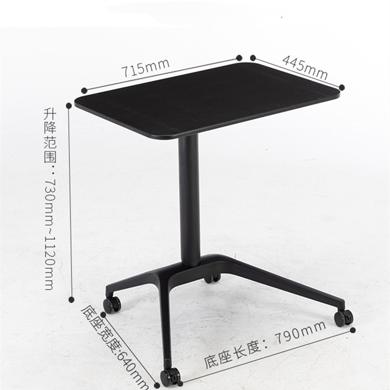 Pneumatic Desk Height Adjustable Laptop Table with Wheels Mobile Standing Desk