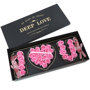 Vente en gros de savon en forme de <span class=keywords><strong>rose</strong></span> « I love you », bouquet de roses, boîte cadeau pour anniversaire, Saint-Valentin, mariage, fleurs décoratives, lapin artificiel - Product Image 2