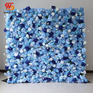 Smooth Factory Price Wholesale Flower Wall 8ft 8ft High Quality Blue Rose Artificial Flower Wall Backdrop Decorative - Product Image 1